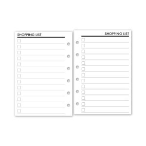 Pocket Shopping List Planner Insert Refill, 3.2 x 4.7 inches, Fits Filofax, LV PM, Kikki K, Moterm and Other Ring Binders, Choose Quantity