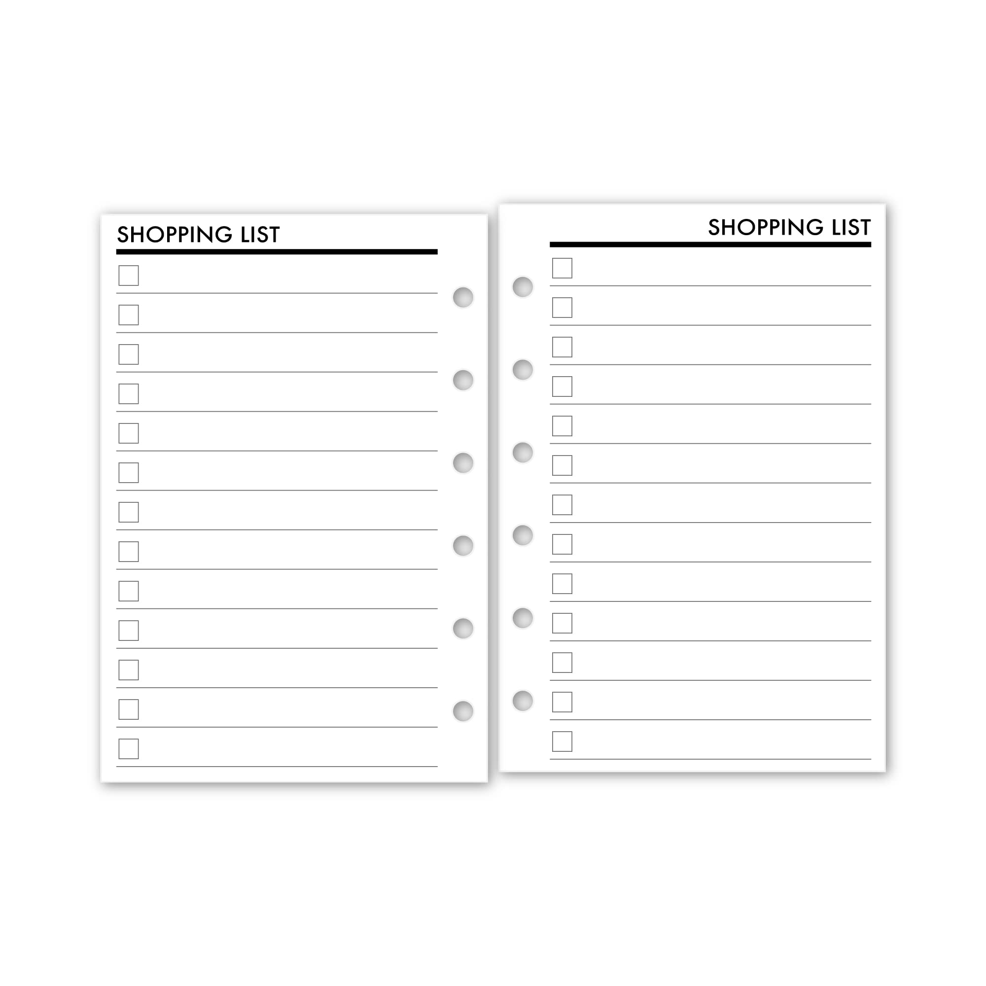 Pocket Shopping List Planner Insert Refill, 3.2 x 4.7 inches, Fits Filofax, LV PM, Kikki K, Moterm and Other Ring Binders, Choose Quantity