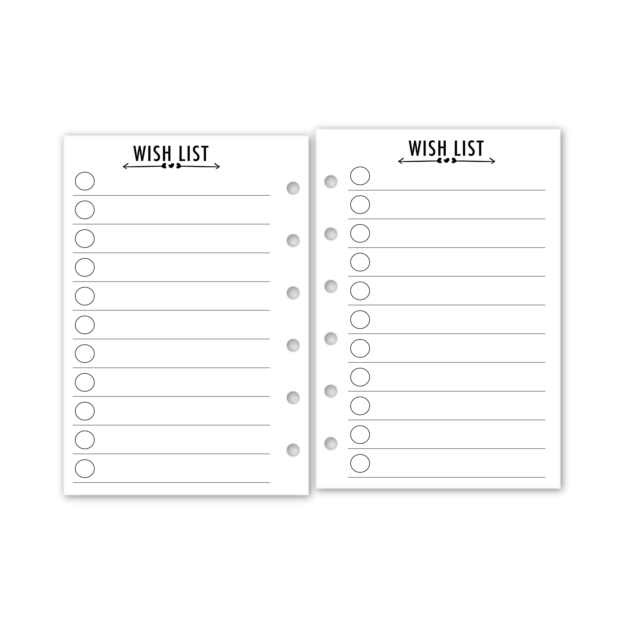 Pocket Wish List Planner Insert Refill, 3.2 x 4.7 inches, Pre-Punched for 6-Rings to Fit Filofax, LV PM, Kikki K, Moterm and Other Binders, 30 Sheets Per Pack