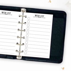 Pocket Wish List Planner Insert Refill, 3.2 x 4.7 inches, Pre-Punched for 6-Rings to Fit Filofax, LV PM, Kikki K, Moterm and Other Binders, 30 Sheets Per Pack