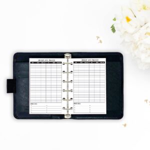 Pocket Weight Loss Planner Insert Refill, 3.2 x 4.7 inches, Pre-Punched for 6-Rings to Fit Filofax, LV PM, Kikki K, Moterm and Other Binders, Choose Quantity