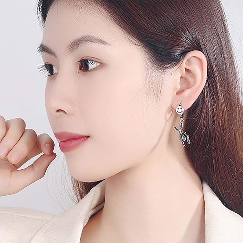 HZJCC asymmetric Rabbit drop earrings for women long chain Silver plated punk earrings Jewelry