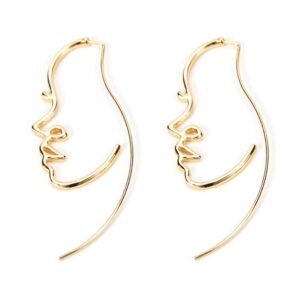 hzjcc hollowed out face drop earrings for women gold plated punk earrings jewelry (gold)…