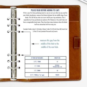 A5 Lined Flower Planner Insert Refill, Wide or College Ruled, 5.83″ x 8.27″, Fits 6-Rings Binders - Filofax, LV GM, Moterm, Choice of Quantity