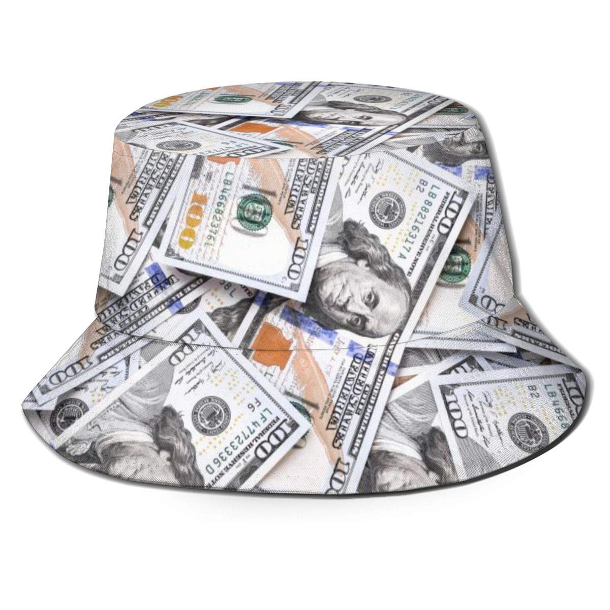 Unisex One Hundred Us Dollars Bucket Hat Summer Fisherman Cap Travel Bucket Beach Sun Hat