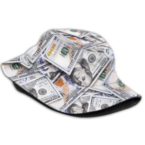 Unisex One Hundred Us Dollars Bucket Hat Summer Fisherman Cap Travel Bucket Beach Sun Hat