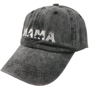 women's baseball cap embroidered dinosaur mama mom vintage distressed dad hat black