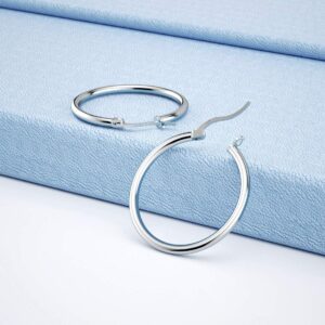 JIAYIQI Sterling Silver Hoop Earrings for Women Lightweight Round Small Sliver Hoop Earrings Hypoallergenic Diameter 25mm