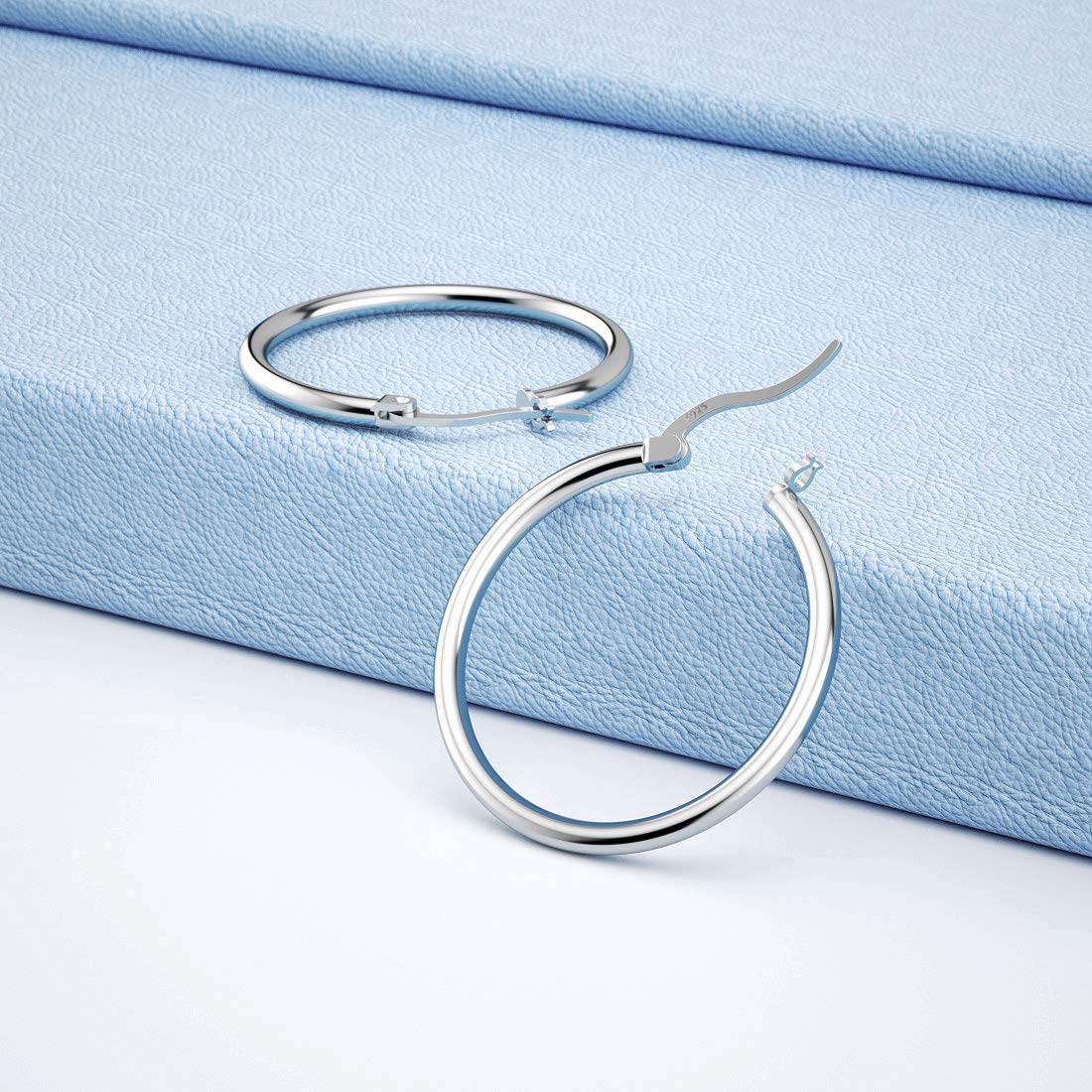 JIAYIQI Sterling Silver Hoop Earrings for Women Lightweight Round Small Sliver Hoop Earrings Hypoallergenic Diameter 25mm