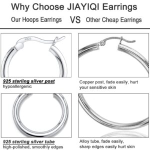 JIAYIQI Sterling Silver Hoop Earrings for Women Lightweight Round Small Sliver Hoop Earrings Hypoallergenic Diameter 25mm