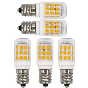 Pack of 5 E12 Dryer Chandelier Led bulb 3W Equivalent to 30W 20W 25W Warm White 3000K 350Lm AC 110V 120V S6 C7 Edison Base Clear Glass Compact Small Light for Ceiling Fan Bedroom Salt Lighthouse Lamp