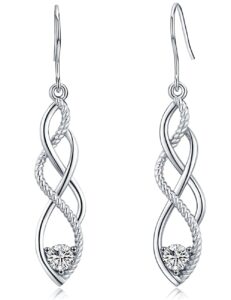 celtic knot drop earrings, sterling silver dangle earring for women