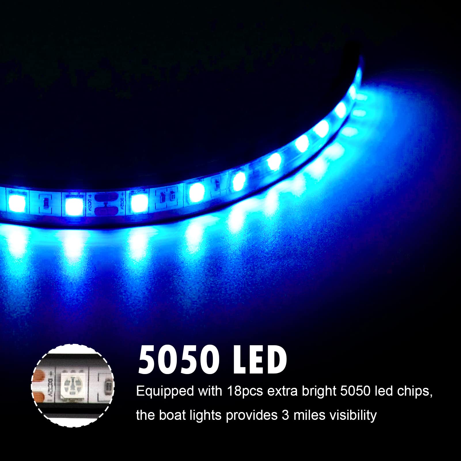 Obcursco Blue Pontoon Led Boat Lights, Waterproof Boat Light for Night Fishing, Boat Interior Lights, Marine Deck Light, Courtesy Lights for Fishing Boat, Yacht, Bass Boat and Jet Ski