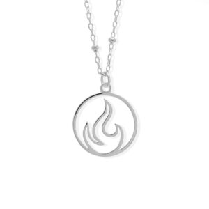 boma jewelry sterling silver fire flame element circle pendant necklace, 18 inches