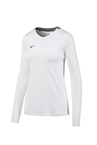 Mizuno Women's United Long Sleeve Jersey, White, Large