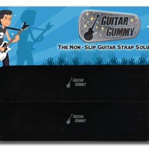 Guitar Gummy™ The ORIGINAL Guitar Strap Non Slip Grip Strip Pad; Prevent Neck Dive - SET of 4 PIECES; Large Black (Black)