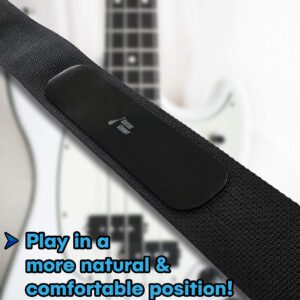 Guitar Gummy™ The ORIGINAL Guitar Strap Non Slip Grip Strip Pad; Prevent Neck Dive - SET of 4 PIECES; Large Black (Black)