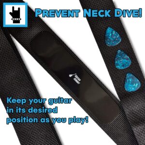 Guitar Gummy™ The ORIGINAL Guitar Strap Non Slip Grip Strip Pad; Prevent Neck Dive - SET of 4 PIECES; Large Black (Black)