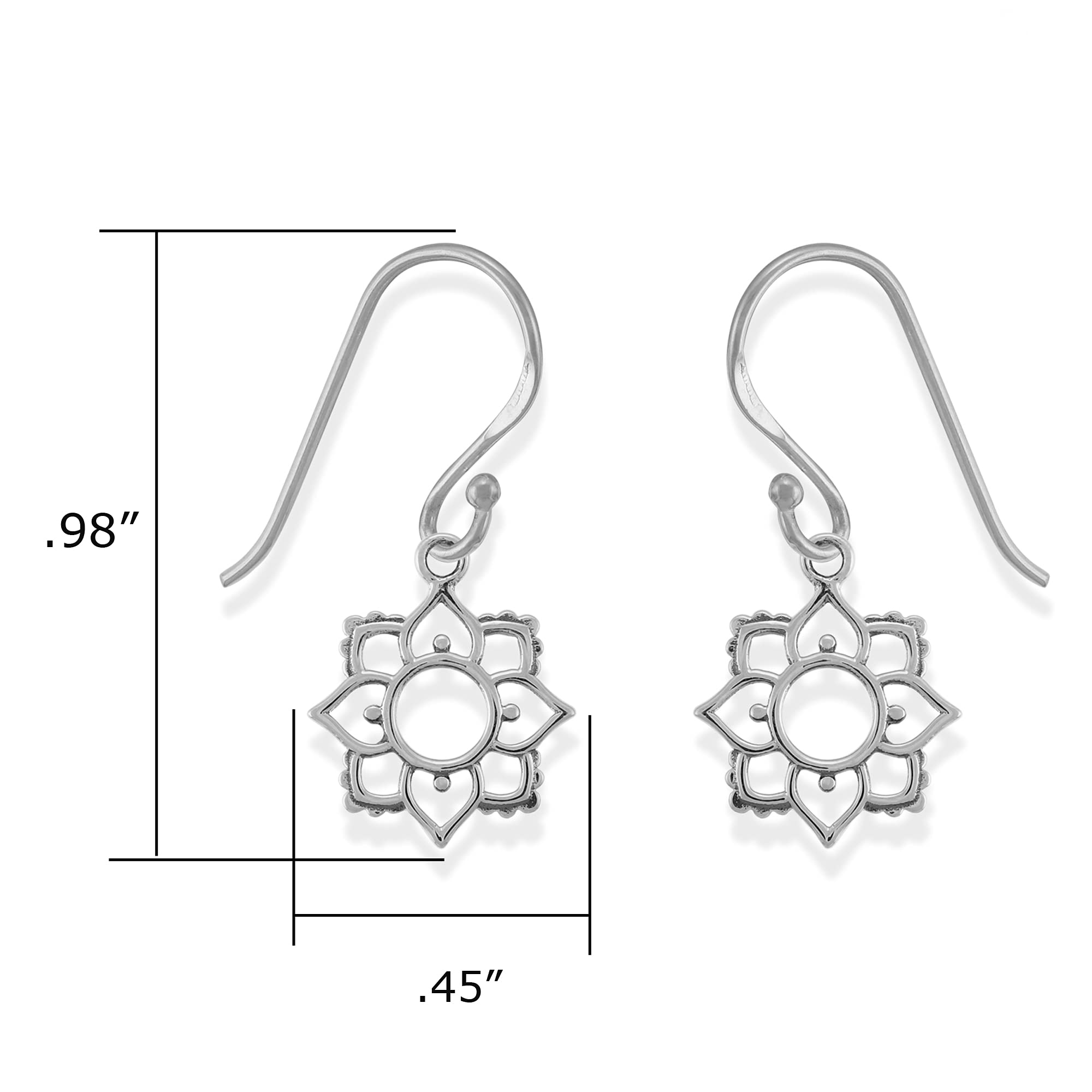 Boma Jewelry Sterling Silver Lotus Dangle Earrings