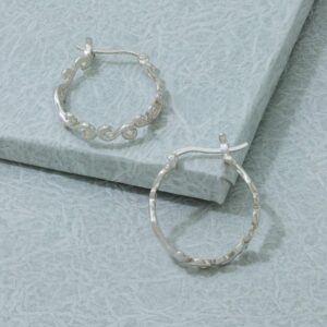 Boma Jewelry Sterling Silver Filigree Snap Down Closure Hoop Earrings