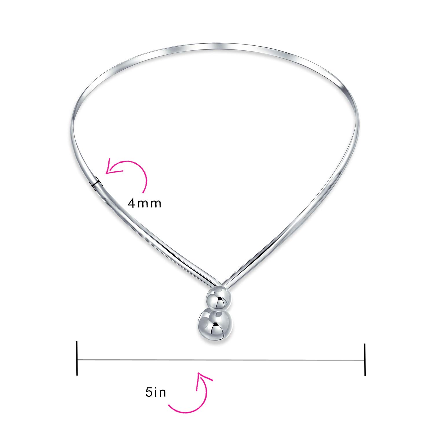 Geometric Choker V Shape Interlocking Balls Collar Statement Necklace For Women .925 Silver Sterling