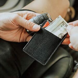 ZARIO Slim Keychain Wallet Lanyard - Minimalist RFID Card Holder Keychain for Men & Women (Black)