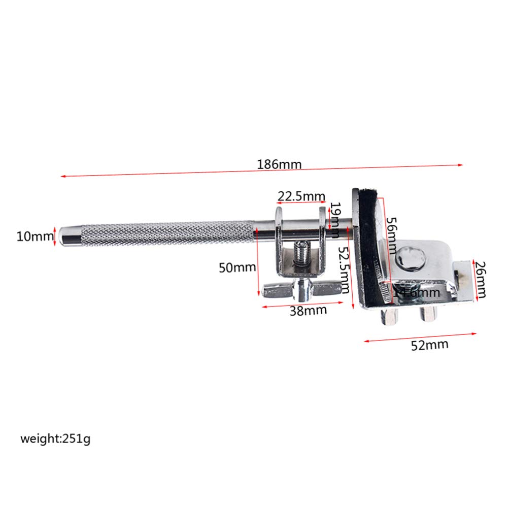 Milisten Cowbell Mount With Height Angle Adjustable Rod For Drummer Drum Hardware Adjust Cowbell Up Down WC51 (Silver)