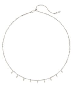 kendra scott addison adjustable length choker necklace for women, fashion jewelry, rhodium-plated