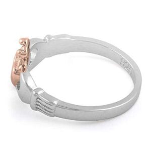 Sterling Silver The Claddagh ring a Traditional Representation of love, loyalty, and friendship(Size 2-14) (sterling-silver Rose gold plated Claddagh ring, 9)