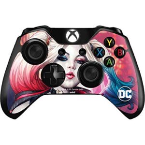 skinit decal gaming skin compatible with xbox one controller - officially licensed warner bros harley quinn animated design