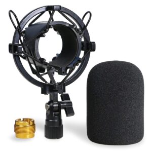 sunmon at2020 shock mount with windscreen, shock mount stand with foam pop filter for audio technica at2020 at2035 at4040 at2020usb atr2500x condenser micphone