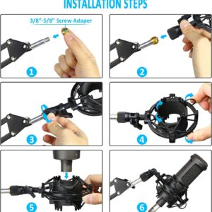 SUNMON AT2020 Shock Mount with Windscreen, Shock Mount Stand with Foam Pop Filter for Audio Technica AT2020 AT2035 AT4040 AT2020USB ATR2500x Condenser Micphone