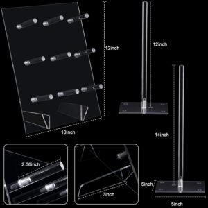 Acrylic Donut Display Wall Stand, Holds up to 18 Donuts Each and 2 Pieces Acrylic Donut Stands Clear Bagels Holder Square Stand Holder for Dessert Table Wedding Birthday Party (4 Pieces)