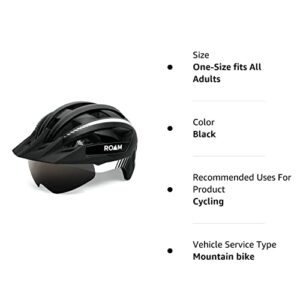 Roam Road Bike Helmet - Durable Helmets for Adults with Sun Visor, LED Light and Detachable Magnetic Goggles - Adjustable Size - Mountain Bicycle Helmet for Adult Men & Women﻿