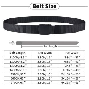 MIJIU Nylon Belts for Men 1.5inch Military Tactical Belt Adjustable Slide Plastic Buckle Web Canvas Belt Outdoor