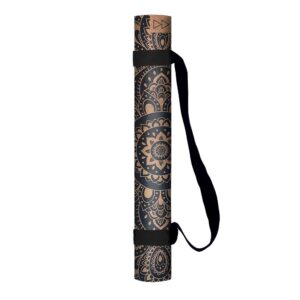 YOGA DESIGN LAB | The Cork Yoga Mat | Eco Luxury | Ideal for Hot Yoga, Power, Bikram, Ashtanga, Sweaty Workouts | Studio Quality | Includes Carrying Strap! (Mandala Black, 1.5mm)