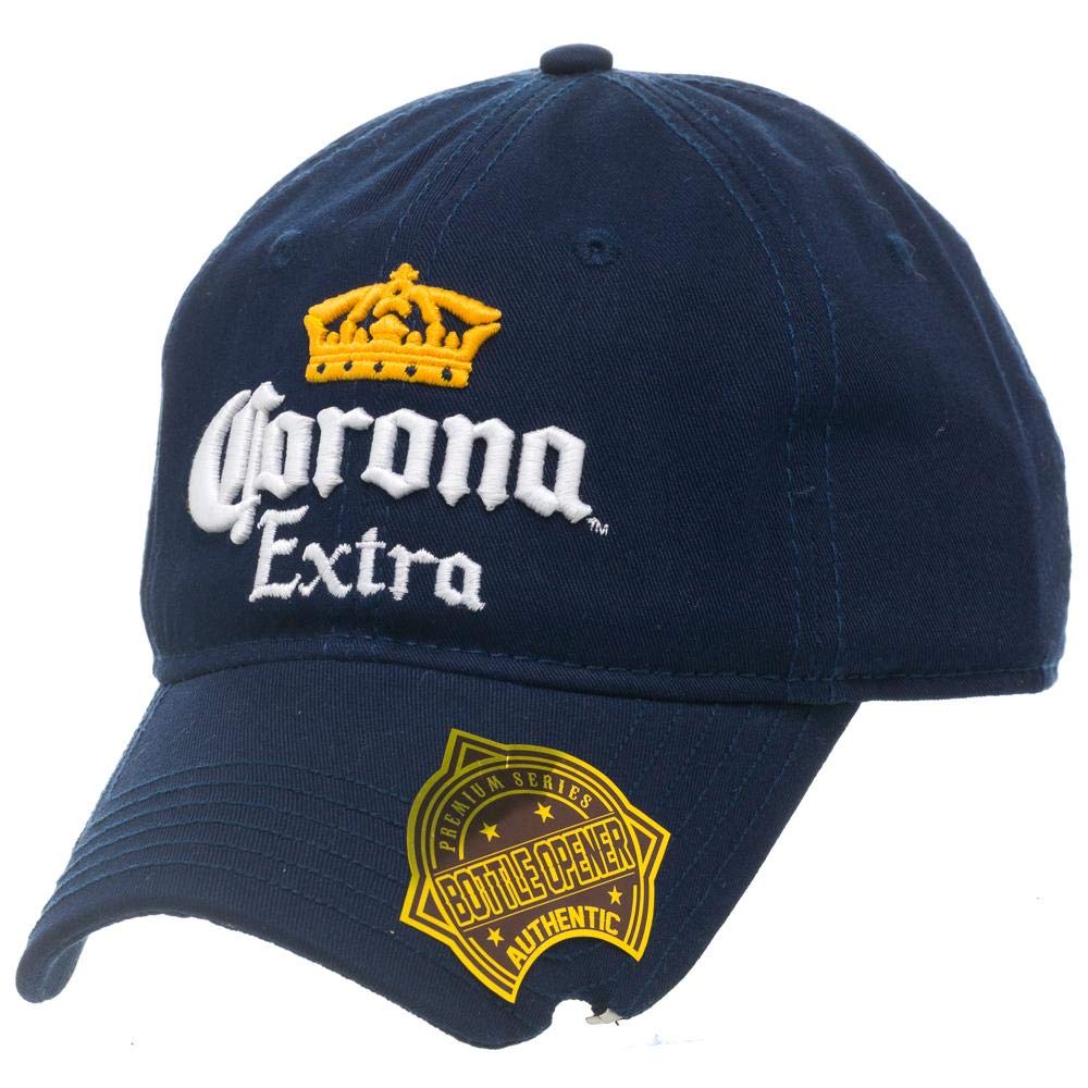 Bioworld Corona Beer Crown Embroidered Logo Plain Blue Adjustable Snapback Unisex Hat for Men Women