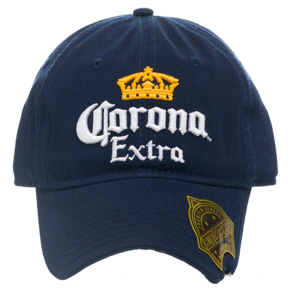 Bioworld Corona Beer Crown Embroidered Logo Plain Blue Adjustable Snapback Unisex Hat for Men Women