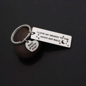 Granny Gift Granny Keychain I Love My Granny to The Moon and Back Best Granny Ever Gifts Mothers day for Grandma Nana (Keychain2)