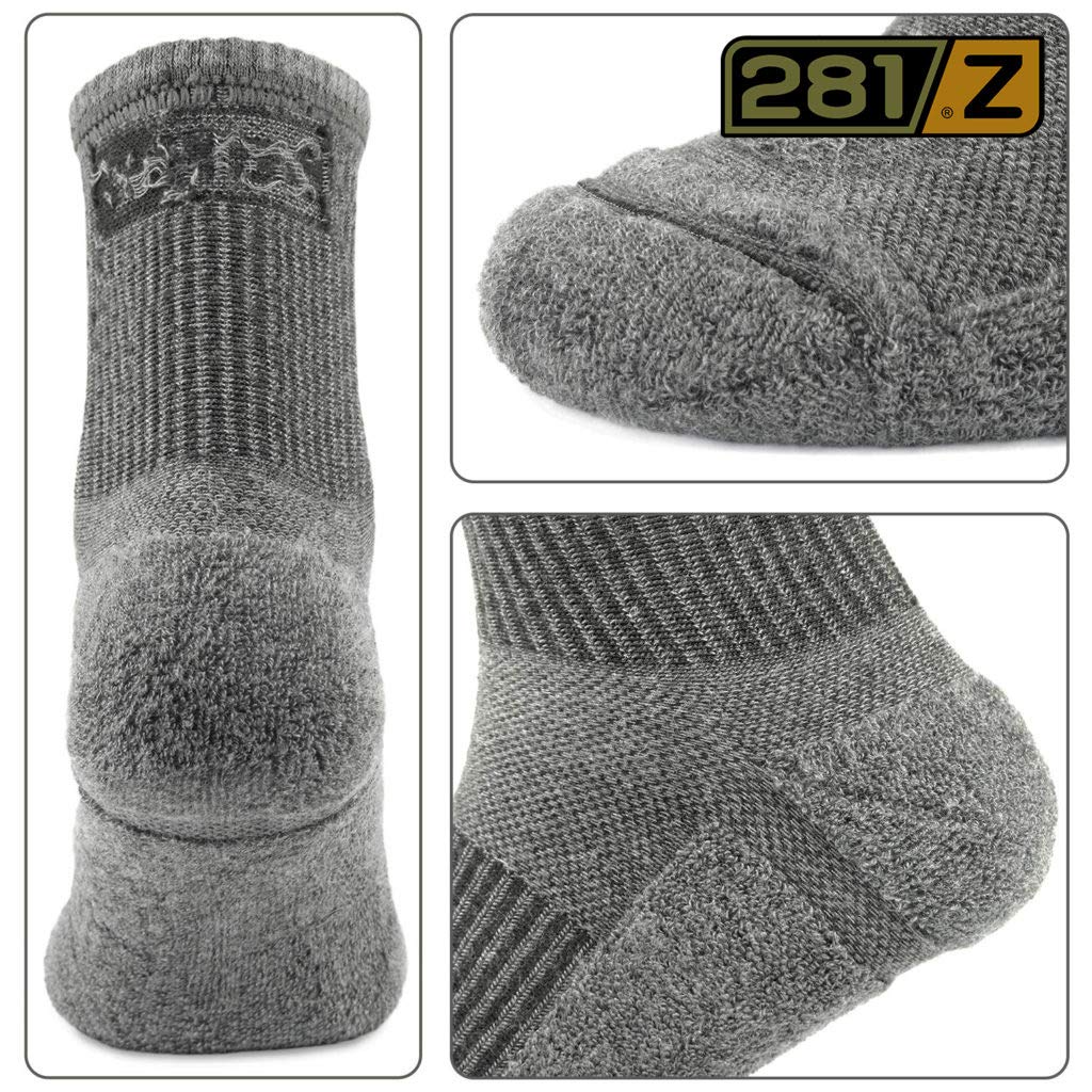 281Z Military Cotton Micro Crew Boot Socks - Cushioned Sole - Moisture Wicking - Odor Resistant - Hiking Trekking Outdoor (Dark Grey X-Small 4 Pairs)