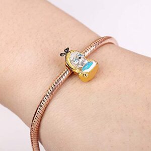 GNOCE Yellow Hair Skull Charms Sterling Silver Charm Bead Fit Bracelet/Necklace Jewelry Gift for Women