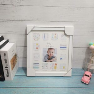 Newborn Photo Frame My First Year Keepsake Picture Frame Wall Table Photo Display for Bedroom Living Room Home Office Baby Room