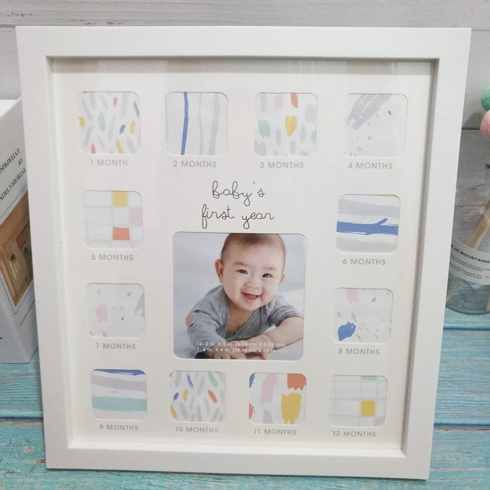 Newborn Photo Frame My First Year Keepsake Picture Frame Wall Table Photo Display for Bedroom Living Room Home Office Baby Room