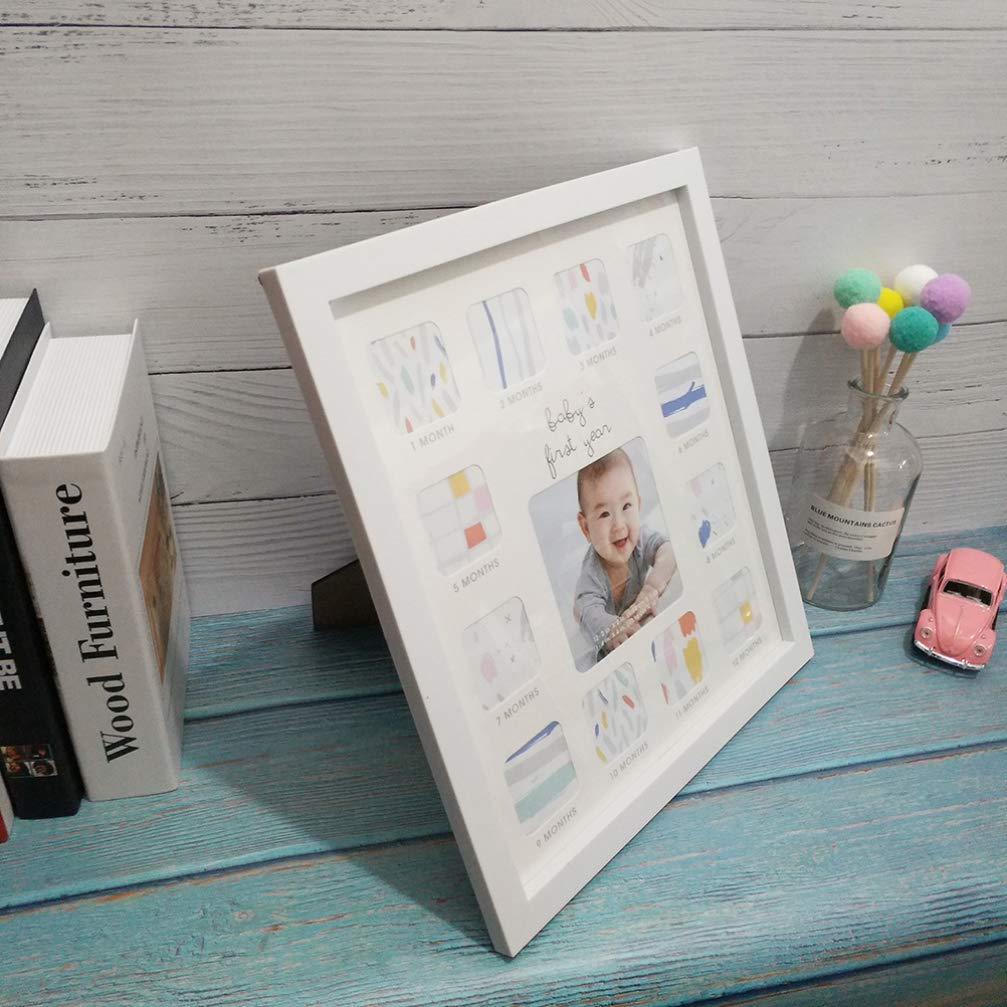 Newborn Photo Frame My First Year Keepsake Picture Frame Wall Table Photo Display for Bedroom Living Room Home Office Baby Room