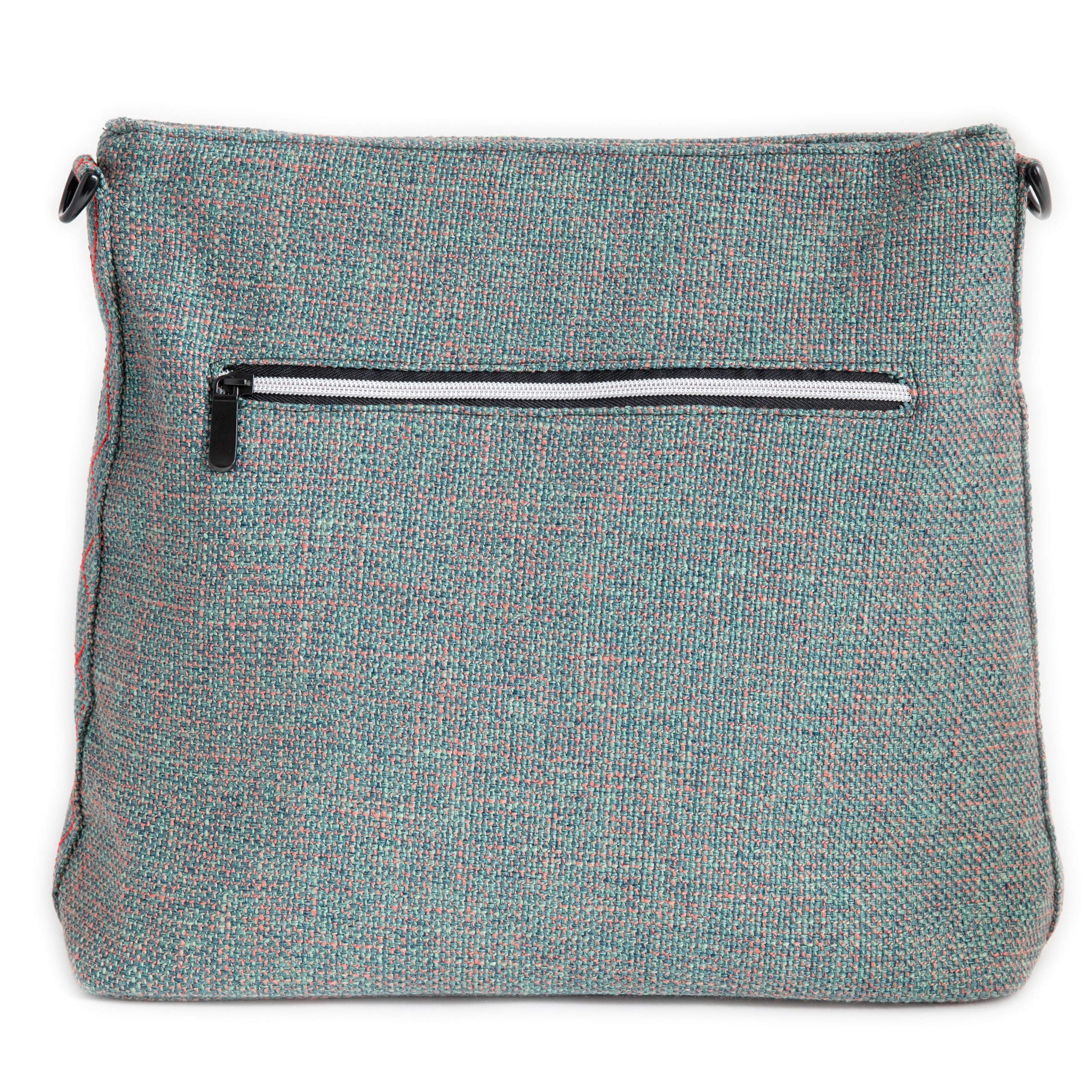 DIME BAGS Urban Tote | Hemp Unisex Purse | Spacious Storage and Adjustable, Removable Shoulder Strap (Aqua)