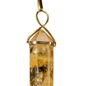 Nature's Decorations Citrine Crystal Pendant for Women, Double Terminated Gold Wire Necklace,Healing Crystal November Birthstone Jewelry, Ideal for A Gold Chain or Sterling Silver Necklace.