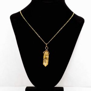 Nature's Decorations Citrine Crystal Pendant for Women, Double Terminated Gold Wire Necklace,Healing Crystal November Birthstone Jewelry, Ideal for A Gold Chain or Sterling Silver Necklace.