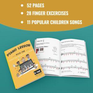 QMG Color Piano and Keyboard Stickers and Complete Color Note Piano Music Lesson and Guide Book for Kids and Beginners