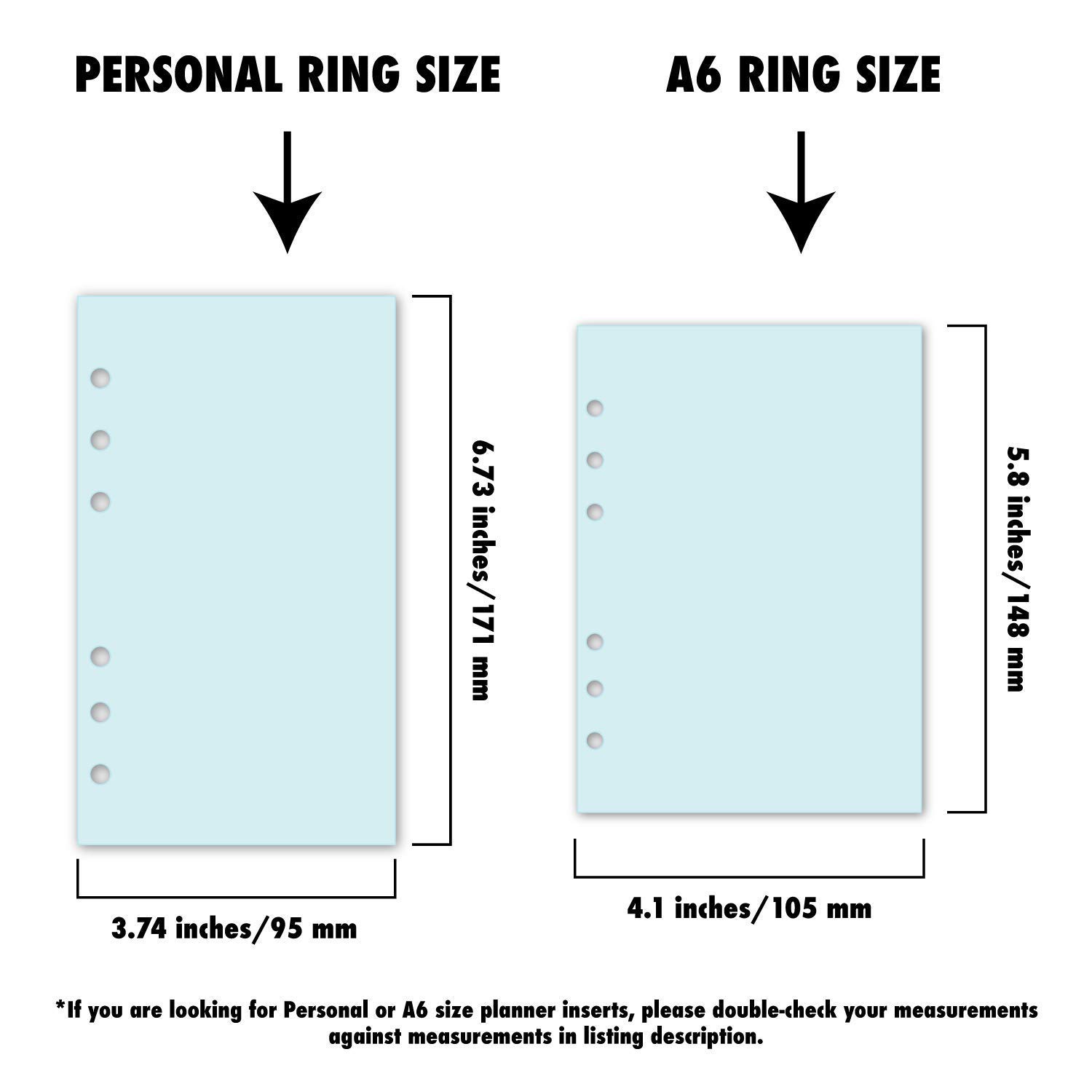 Personal Body Measurements Log Planner Insert Refill, 3.74 x 6.73 inches, Pre-Punched for 6-Rings to Fit Filofax, LV MM, Kikki K, Moterm and Other Binders, 30 Sheets Per Pack