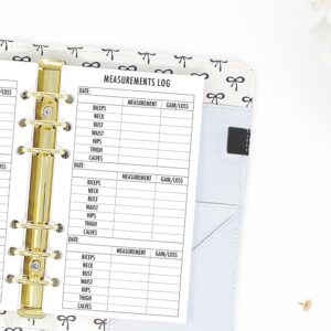 Personal Body Measurements Log Planner Insert Refill, 3.74 x 6.73 inches, Pre-Punched for 6-Rings to Fit Filofax, LV MM, Kikki K, Moterm and Other Binders, 30 Sheets Per Pack